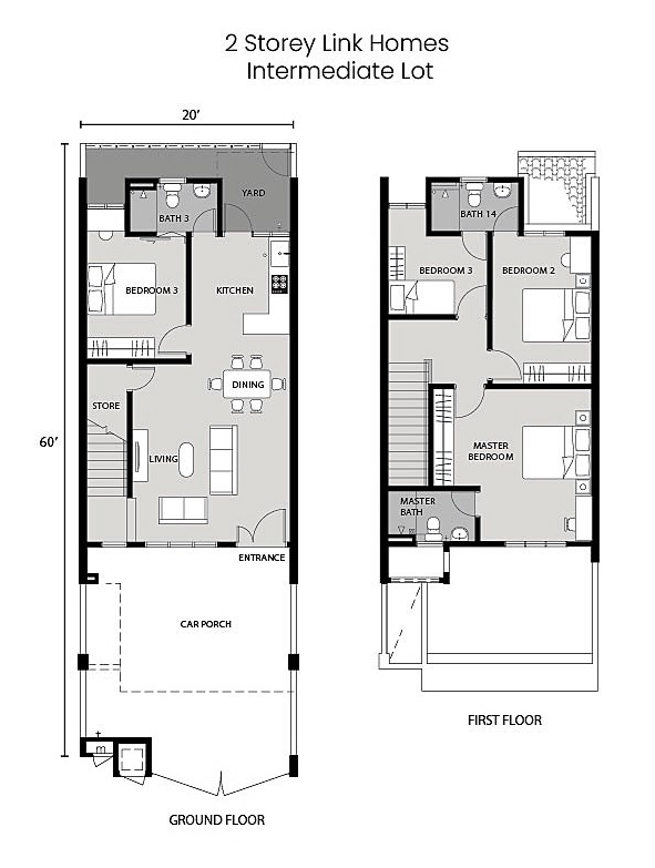 Layout Rumah Teres 2 Tingkat Puncak Alam